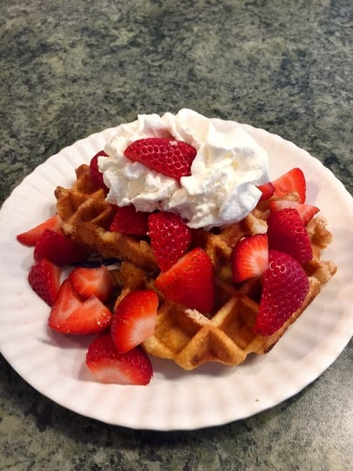 Waffles with Fruit & Whipped Cream.