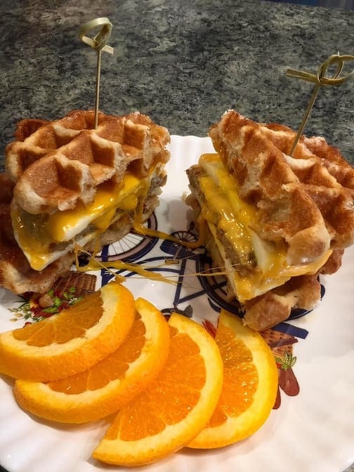 Bigger Biggins' Waffle Sandwich.