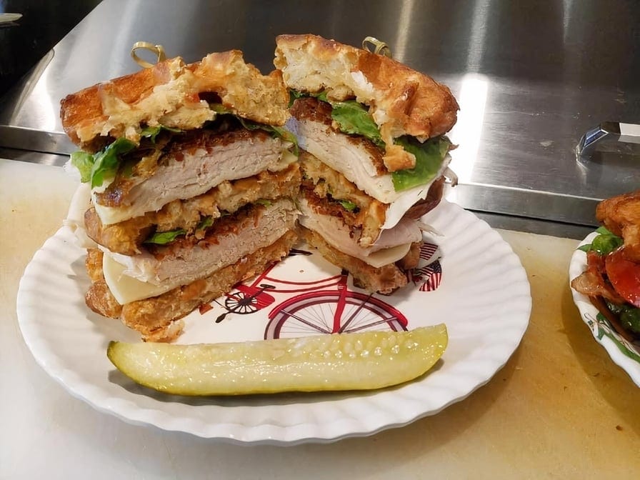 Turkey Club on Waffles.